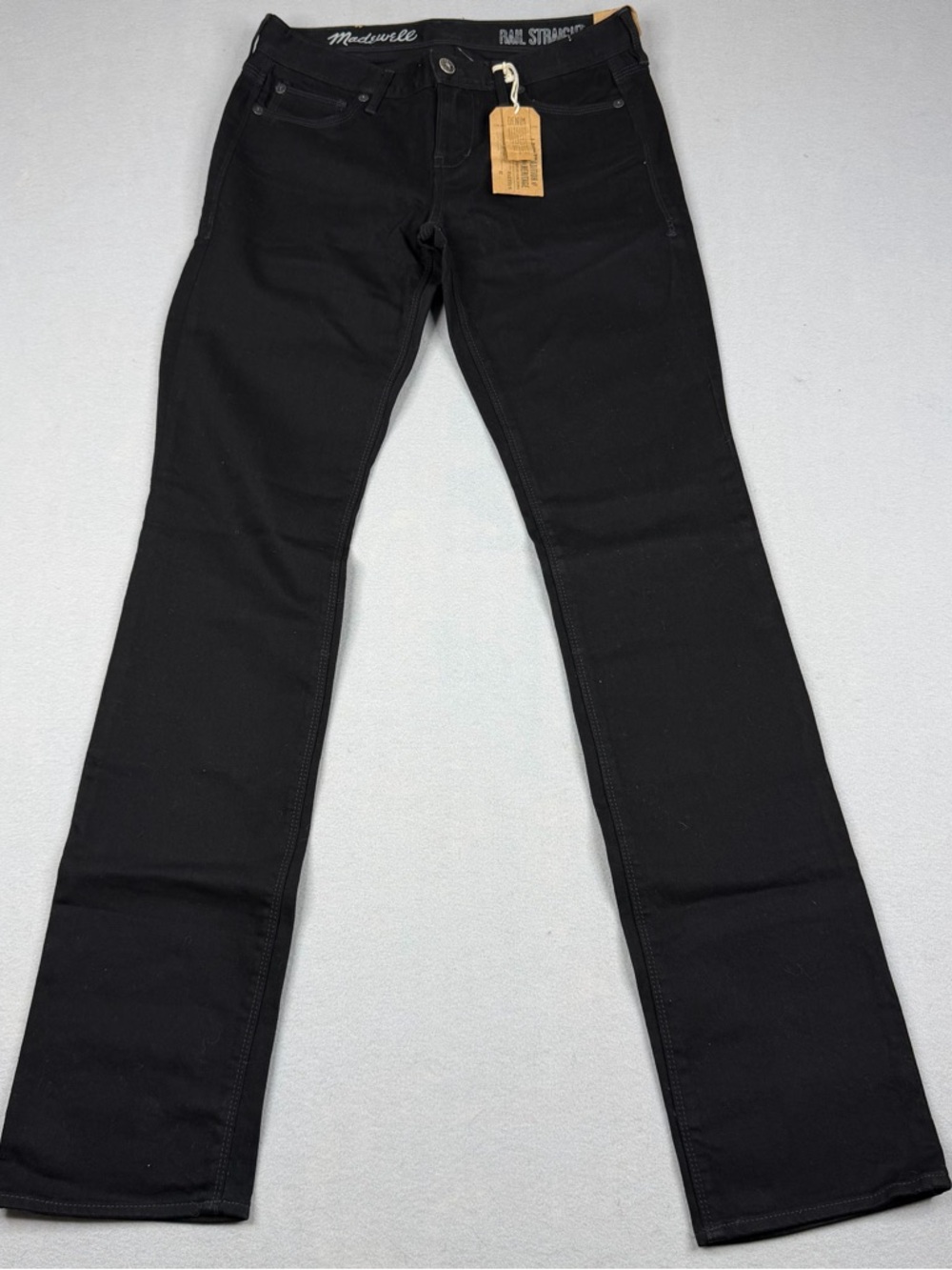 Madewell Rail Straight Black Jeans W27 L34 Low Rise Stretch Denim